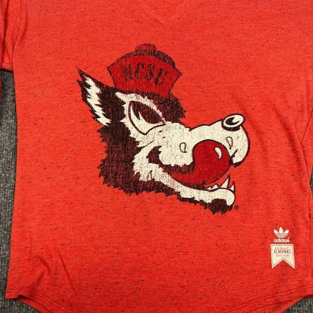 Adidas North‎ Carolina State University Wolfpack T Shirt Womens Small V-Neck Tee